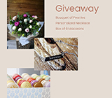 Win a bouquet of peonies from Sunflower Florist, personalized necklace from Reign + Cash, and a box of 6 macarons from Soirette! 